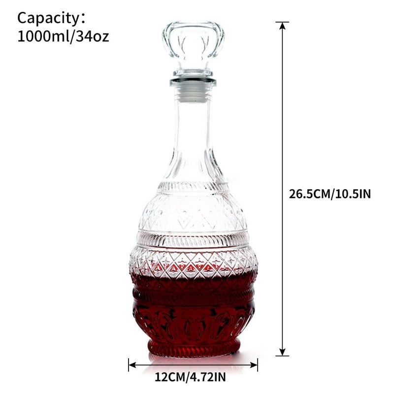 MDLUU Liquor Decanter, Glass Spirits Decanter with Airtight Stopper, Whiskey Vodka Bourbon Decanter Bottle for Gift, Home, Bar, Party Decor, 34oz/1000ml Clear - Image 5